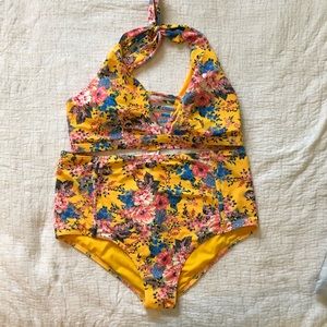 Yellow floral bathing suit